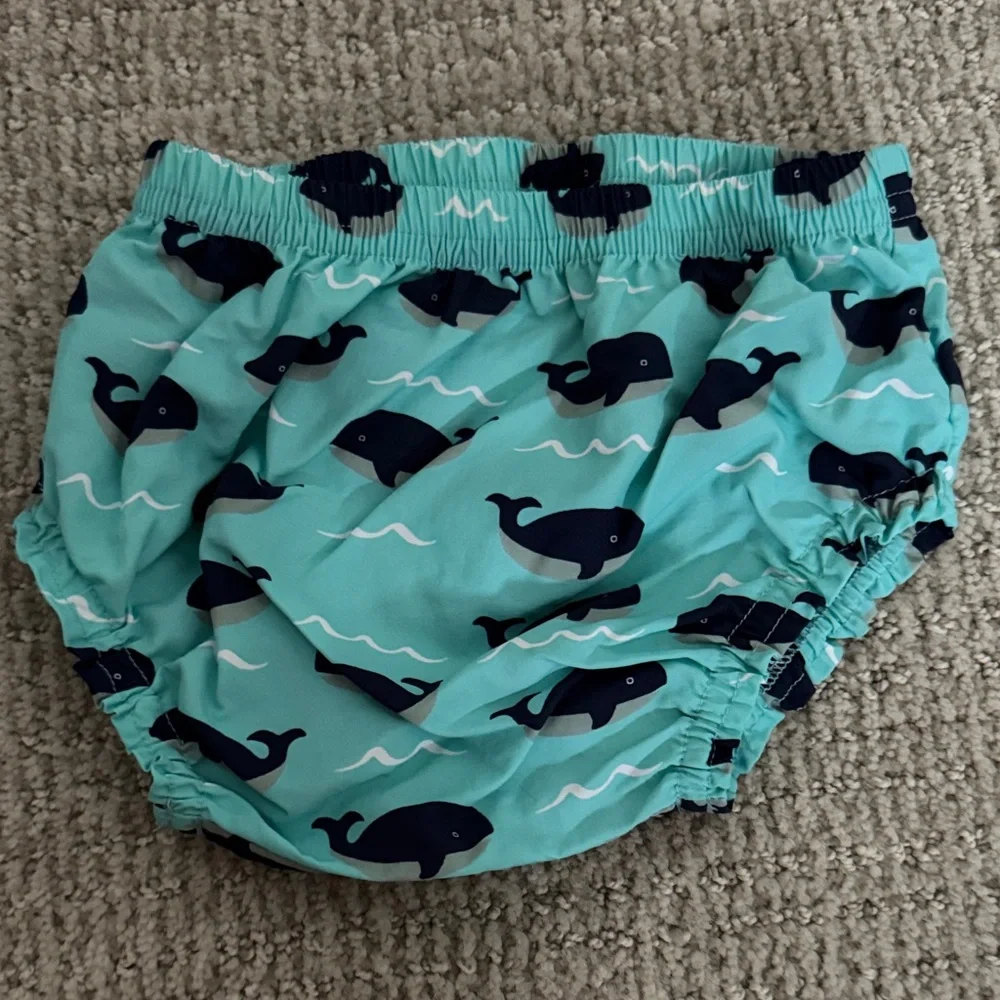 Whale Print Kids Swim Set - Blue